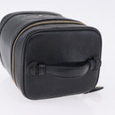 CHANEL COCO Mark Vanity Cosmetic Pouch Caviar Skin Black Gold CC Auth ka5432-6