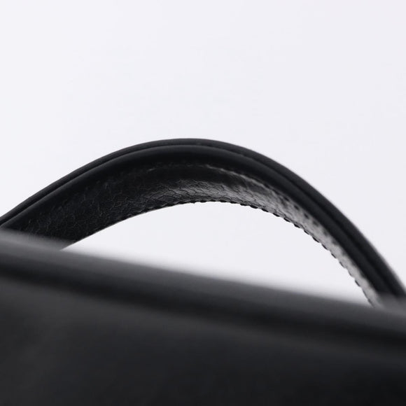 CHANEL COCO Mark Vanity Cosmetic Pouch Caviar Skin Black Gold CC Auth ka5432