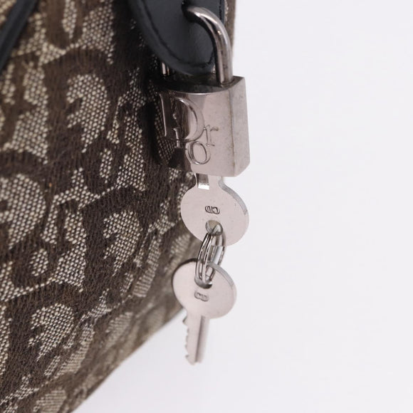 Christian Dior Trotter Canvas Hand Bag Black Silver Auth ka5434A