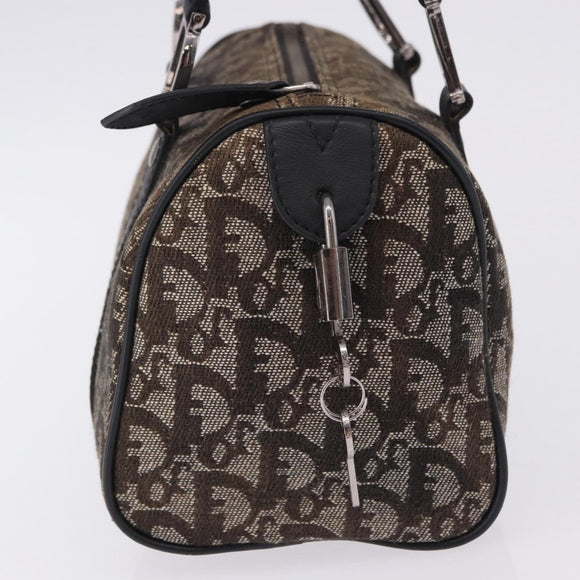 Christian Dior Trotter Canvas Hand Bag Black Silver Auth ka5434A