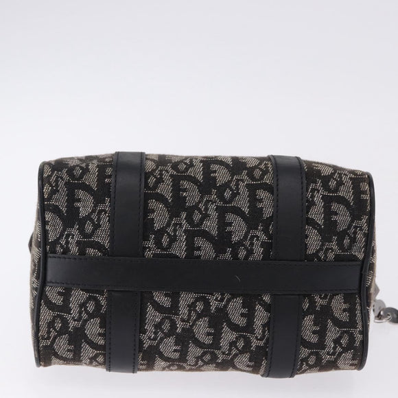 Christian Dior Trotter Canvas Hand Bag Black Silver Auth ka5434A