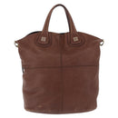 GIVENCHY Hand Bag Leather 2way Brown Gold Tone Auth ka5437-2