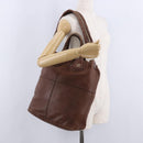 GIVENCHY Hand Bag Leather 2way Brown Gold Tone Auth ka5437-24