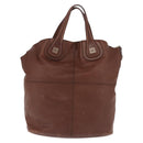 GIVENCHY Hand Bag Leather 2way Brown Gold Tone Auth ka5437-3