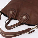 GIVENCHY Hand Bag Leather 2way Brown Gold Tone Auth ka5437-6