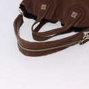GIVENCHY Hand Bag Leather 2way Brown Gold Tone Auth ka5437-9
