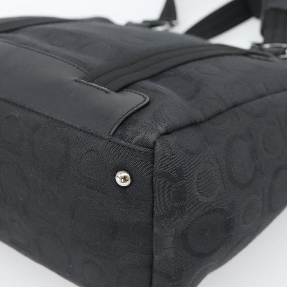 Salvatore Ferragamo Gancini Hand Bag Canvas Black Silver Auth ka5438