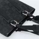 Salvatore Ferragamo Gancini Hand Bag Canvas Black Silver Auth ka5438-6