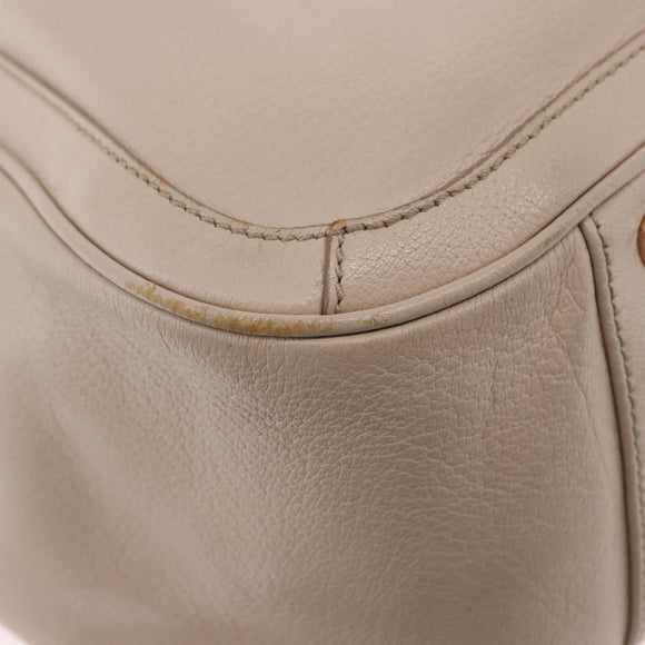 Salvatore Ferragamo Gancini Hand Bag Leather Beige Gold Tone Auth ka5439