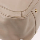 Salvatore Ferragamo Gancini Hand Bag Leather Beige Gold Tone Auth ka5439-13