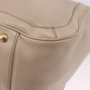 Salvatore Ferragamo Gancini Hand Bag Leather Beige Gold Tone Auth ka5439-14
