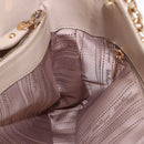 Salvatore Ferragamo Gancini Hand Bag Leather Beige Gold Tone Auth ka5439-19