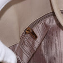 Salvatore Ferragamo Gancini Hand Bag Leather Beige Gold Tone Auth ka5439-21