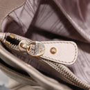 Salvatore Ferragamo Gancini Hand Bag Leather Beige Gold Tone Auth ka5439-23