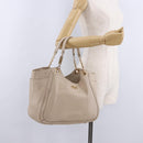 Salvatore Ferragamo Gancini Hand Bag Leather Beige Gold Tone Auth ka5439-26