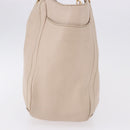 Salvatore Ferragamo Gancini Hand Bag Leather Beige Gold Tone Auth ka5439-4