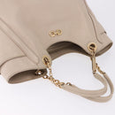 Salvatore Ferragamo Gancini Hand Bag Leather Beige Gold Tone Auth ka5439-6