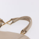 Salvatore Ferragamo Gancini Hand Bag Leather Beige Gold Tone Auth ka5439-8