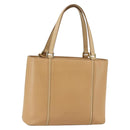 BURBERRY Hand Bag Leather Beige Gold Auth ka544-1