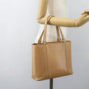 BURBERRY Hand Bag Leather Beige Gold Auth ka544-25