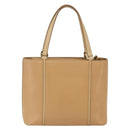 BURBERRY Hand Bag Leather Beige Gold Auth ka544-3