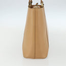 BURBERRY Hand Bag Leather Beige Gold Auth ka544-5