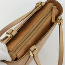 BURBERRY Hand Bag Leather Beige Gold Auth ka544-6