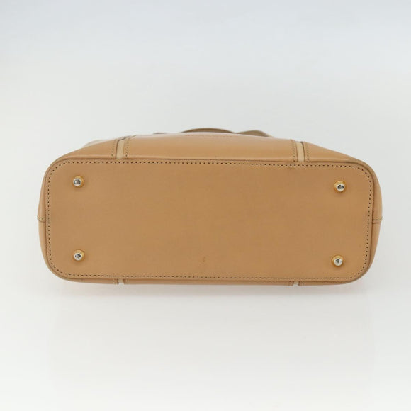 BURBERRY Hand Bag Leather Beige Gold Auth ka544