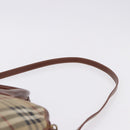 BURBERRY Nova Check Hand Bag PVC Leather 2way Beige Gold Tone Auth ka5442V-10