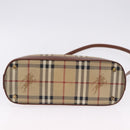 BURBERRY Nova Check Hand Bag PVC Leather 2way Beige Gold Tone Auth ka5442V-11
