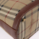 BURBERRY Nova Check Hand Bag PVC Leather 2way Beige Gold Tone Auth ka5442V-12