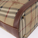 BURBERRY Nova Check Hand Bag PVC Leather 2way Beige Gold Tone Auth ka5442V-14