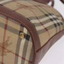 BURBERRY Nova Check Hand Bag PVC Leather 2way Beige Gold Tone Auth ka5442V-15