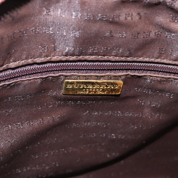BURBERRY Nova Check Hand Bag PVC Leather 2way Beige Gold Tone Auth ka5442V