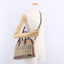 BURBERRY Nova Check Hand Bag PVC Leather 2way Beige Gold Tone Auth ka5442V-23