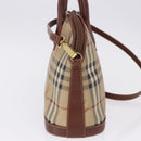 BURBERRY Nova Check Hand Bag PVC Leather 2way Beige Gold Tone Auth ka5442V-4