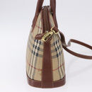 BURBERRY Nova Check Hand Bag PVC Leather 2way Beige Gold Tone Auth ka5442V-5