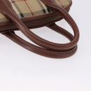 BURBERRY Nova Check Hand Bag PVC Leather 2way Beige Gold Tone Auth ka5442V-7