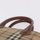 BURBERRY Nova Check Hand Bag PVC Leather 2way Beige Gold Tone Auth ka5442V-8