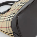BURBERRY Nova Check Hand Bag PVC Leather Beige Gold Tone Auth ka5443V-11