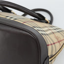 BURBERRY Nova Check Hand Bag PVC Leather Beige Gold Tone Auth ka5443V-12