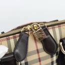 BURBERRY Nova Check Hand Bag PVC Leather Beige Gold Tone Auth ka5443V-14