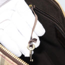 BURBERRY Nova Check Hand Bag PVC Leather Beige Gold Tone Auth ka5443V-20