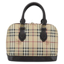 BURBERRY Nova Check Hand Bag PVC Leather Beige Gold Tone Auth ka5443V-3