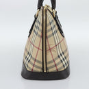 BURBERRY Nova Check Hand Bag PVC Leather Beige Gold Tone Auth ka5443V-4