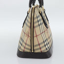 BURBERRY Nova Check Hand Bag PVC Leather Beige Gold Tone Auth ka5443V-5