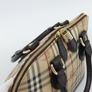 BURBERRY Nova Check Hand Bag PVC Leather Beige Gold Tone Auth ka5443V-6