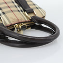 BURBERRY Nova Check Hand Bag PVC Leather Beige Gold Tone Auth ka5443V-7