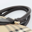 BURBERRY Nova Check Hand Bag PVC Leather Beige Gold Tone Auth ka5443V-8