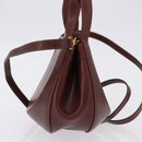 Salvatore Ferragamo Hand Bag Leather 2way Brown Gold Tone Auth ka5445A-4